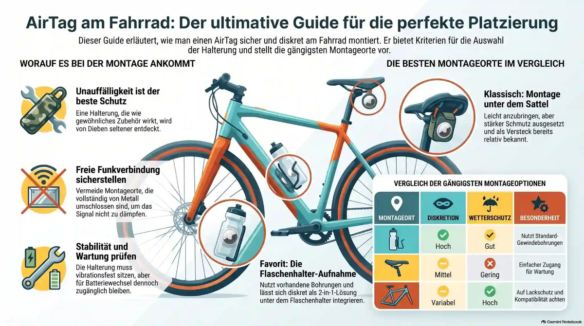 AirTag Fahrradhalterung am Flaschenhalter – Kompatibilität und Montage am Fahrradrahmen