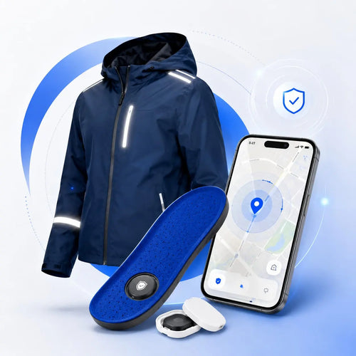 Smarte Sicherheitslösungen mit reflektierender Jacke, AirTag-Einlegesohle und Standort-App