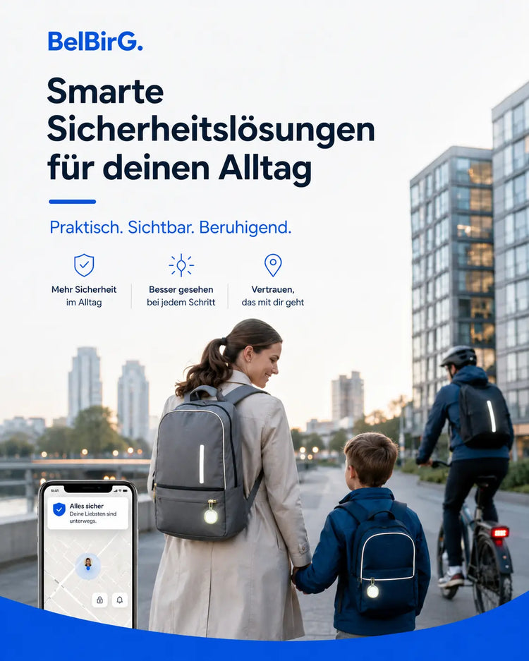 Smarte Sicherheitslösungen für Kinder mit reflektierendem Rucksack und Standort-App