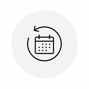 Kalender mit Rückgabepfeil als Symbol für 14 Tage Widerrufsrecht