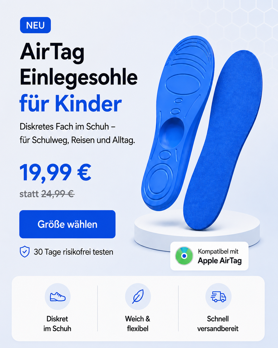 AirTag Einlegesohle für Kinder mit diskretem Tracker-Fach – BelBirG