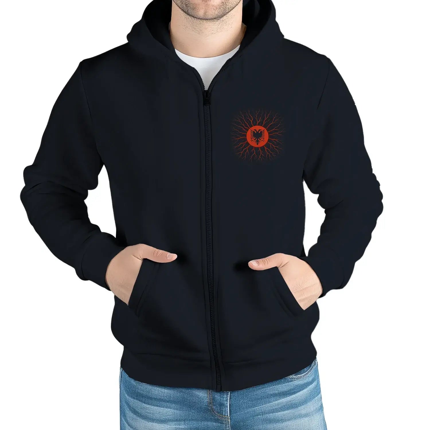 Albanische Adlerkraft Hoodie in Schwarz, Premium Herren Hoodie mit albanischem Wappen, Stolz und Stärke zeigen.