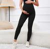 Schwangerschafts-Yogahosen in Schwarz, atmungsaktiv und elastisch, perfekt für schwangere Frauen, modern und bequem.